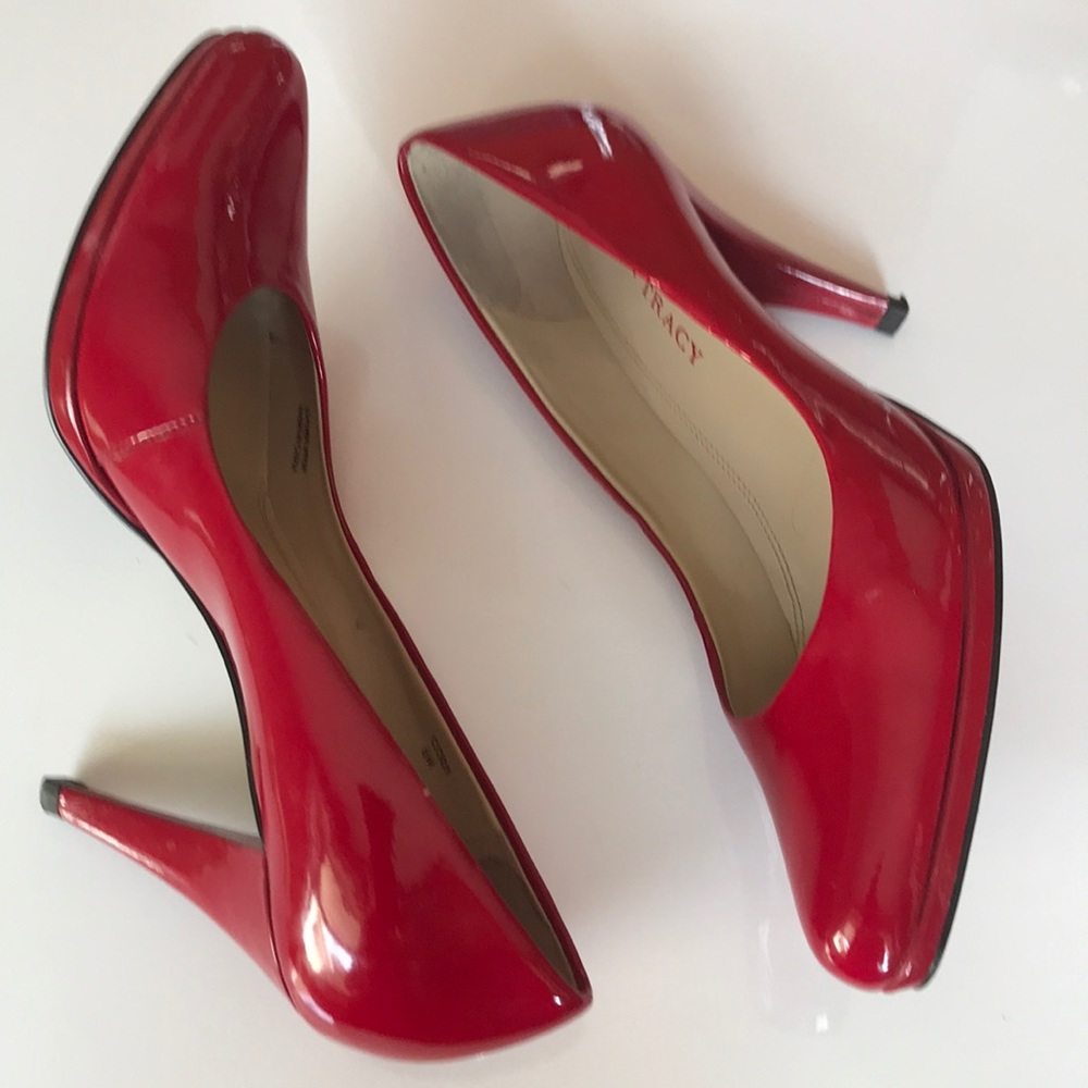 Red patent leather heels